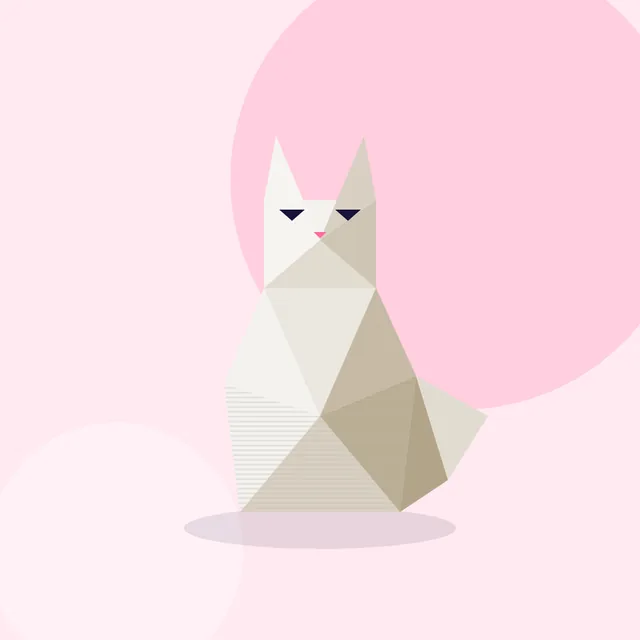 Low-Poly Kedi Heykeli – Beyaz