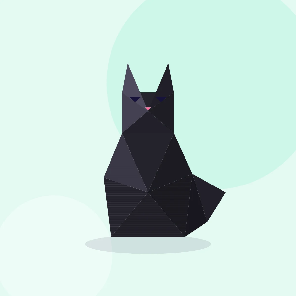 Low-Poly Kedi Heykeli – Siyah